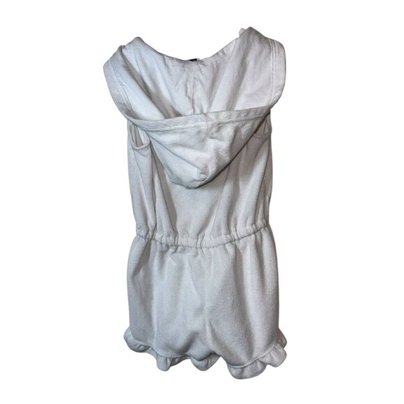 Janie & Jack Girls Terry Cloth Hooded Swim Romper 7 White Sleeveless Elastic - Picture 4 of 4